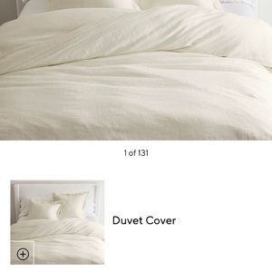 Pottery Barn King Duvet Flax Linen New cream